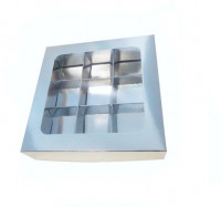 Коробка на 9 конфет серебро 15*15*3см