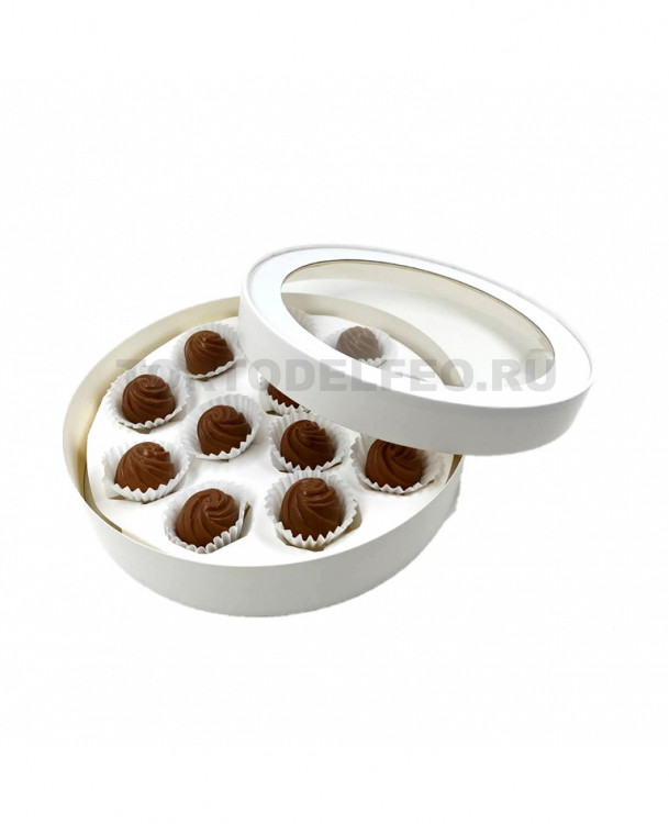 Коробка для конфет круглая 12 ячеек 20*3,5см белая